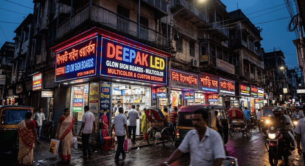 Outdoor glow sign boards Kolkata for retail businesses